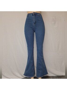 Lalavon Classic Blue Flare Jeans for Women Size S